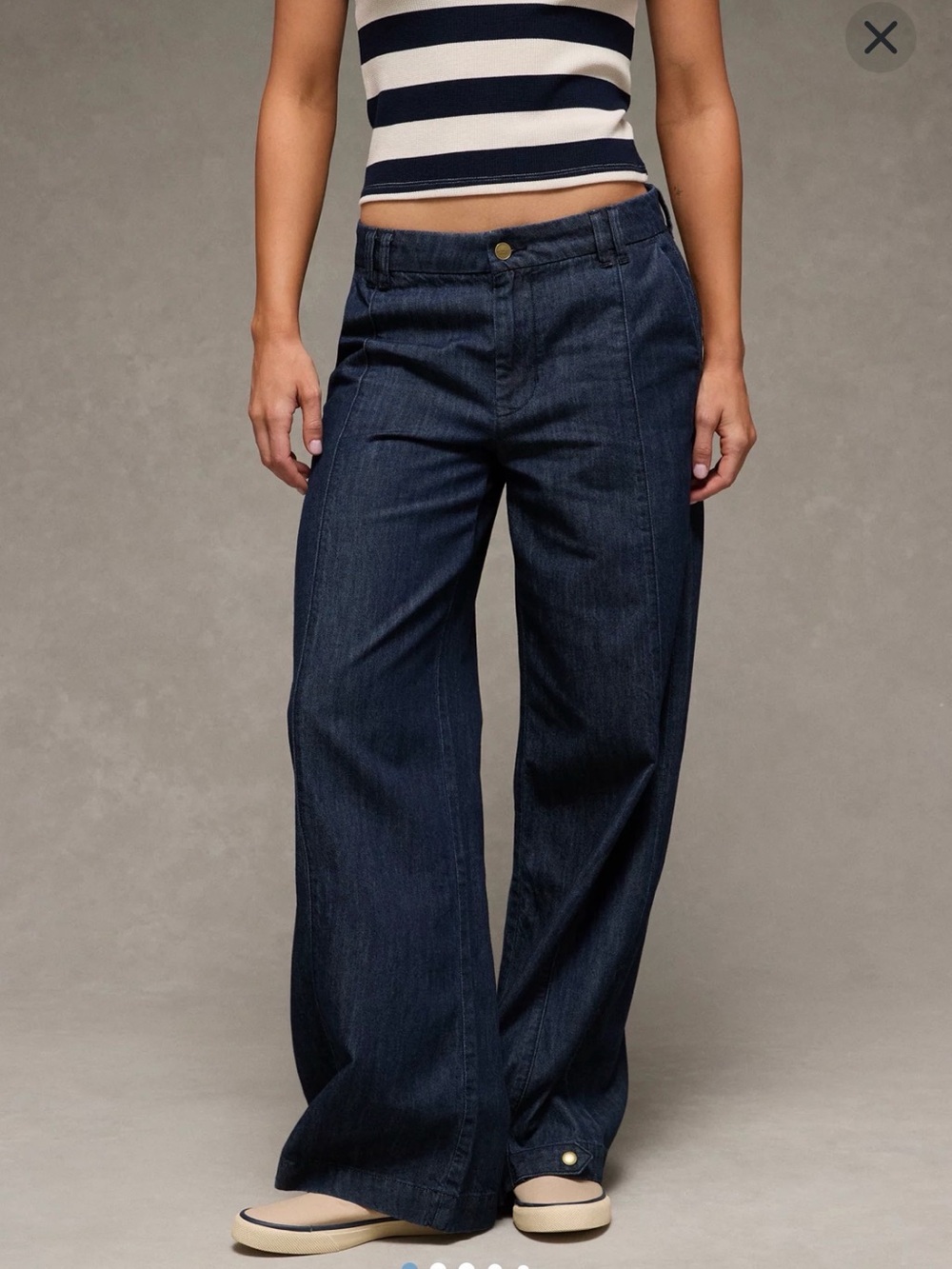 American Eagle Outfitters Dark Blue Wide-Leg Jeans